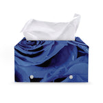 Royal Blue Rose Print Leather Tissue Box Cover
