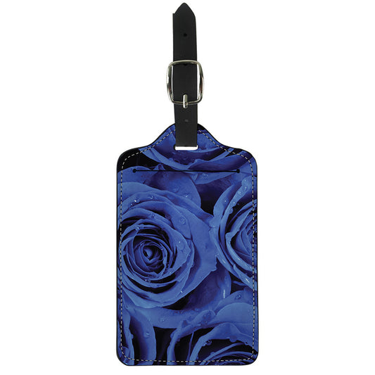 Royal Blue Rose Print Luggage Tag