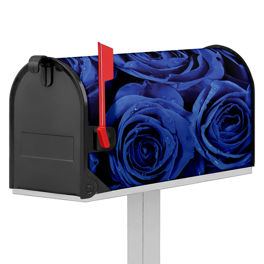 Royal Blue Rose Print Mailbox Cover