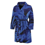 Royal Blue Rose Print Men's Bathrobe