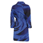 Royal Blue Rose Print Men's Bathrobe