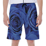 Royal Blue Rose Print Men's Beach Shorts