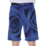 Royal Blue Rose Print Men's Beach Shorts