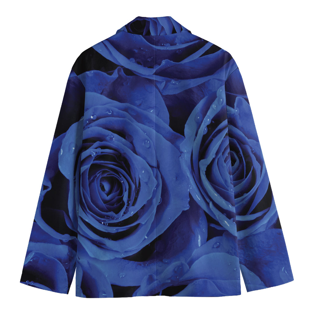 Royal Blue Rose Print Men's Blazer