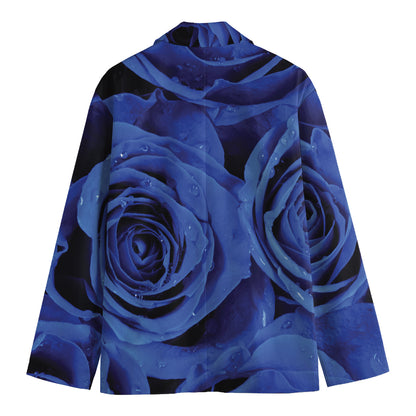 Royal Blue Rose Print Men's Blazer