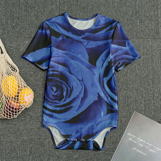 Royal Blue Rose Print Men's Bodysuit