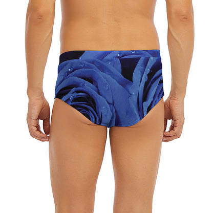 Royal Blue Rose Print Men's Briefs