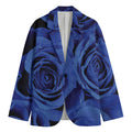 Royal Blue Rose Print Men's Cotton Blazer