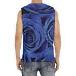 Royal Blue Rose Print Men's Fitness Tank Top