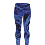 Royal Blue Rose Print Men's leggings