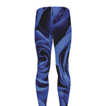 Royal Blue Rose Print Men's leggings