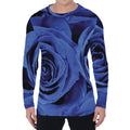 Royal Blue Rose Print Men's Long Sleeve T-Shirt