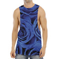 Royal Blue Rose Print Men's Muscle Tank Top
