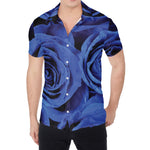 Royal Blue Rose Print Men's Shirt