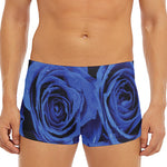 Royal Blue Rose Print Men's Short Boxer Briefs