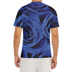 Royal Blue Rose Print Men's Short Sleeve Rash Guard