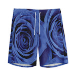Royal Blue Rose Print Men's Sports Shorts