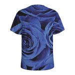 Royal Blue Rose Print Men's Sports T-Shirt