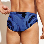 Royal Blue Rose Print Men's Swim Briefs