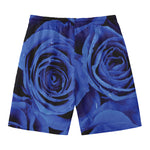 Royal Blue Rose Print Men's Swim Trunks