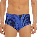 Royal Blue Rose Print Men's Triangle Swim Briefs