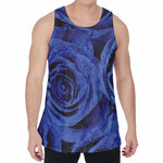 Royal Blue Rose Print Men's Velvet Tank Top