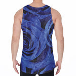 Royal Blue Rose Print Men's Velvet Tank Top