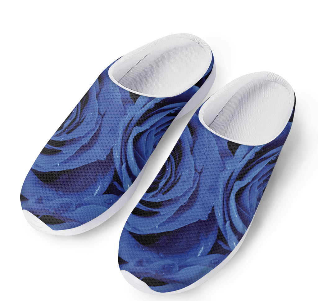 Royal Blue Rose Print Mesh Casual Shoes