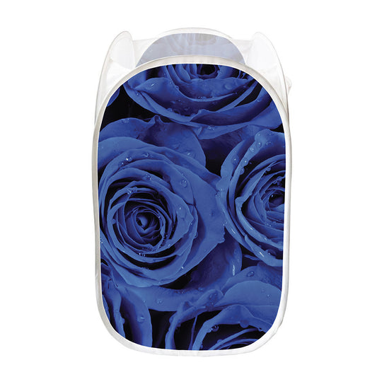 Royal Blue Rose Print Mesh Laundry Hamper
