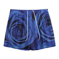 Royal Blue Rose Print Mesh Shorts