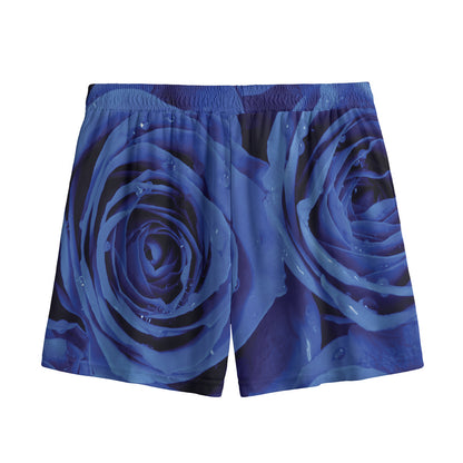 Royal Blue Rose Print Mesh Shorts