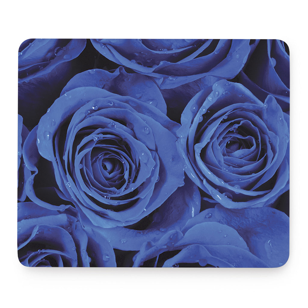 Royal Blue Rose Print Mouse Pad
