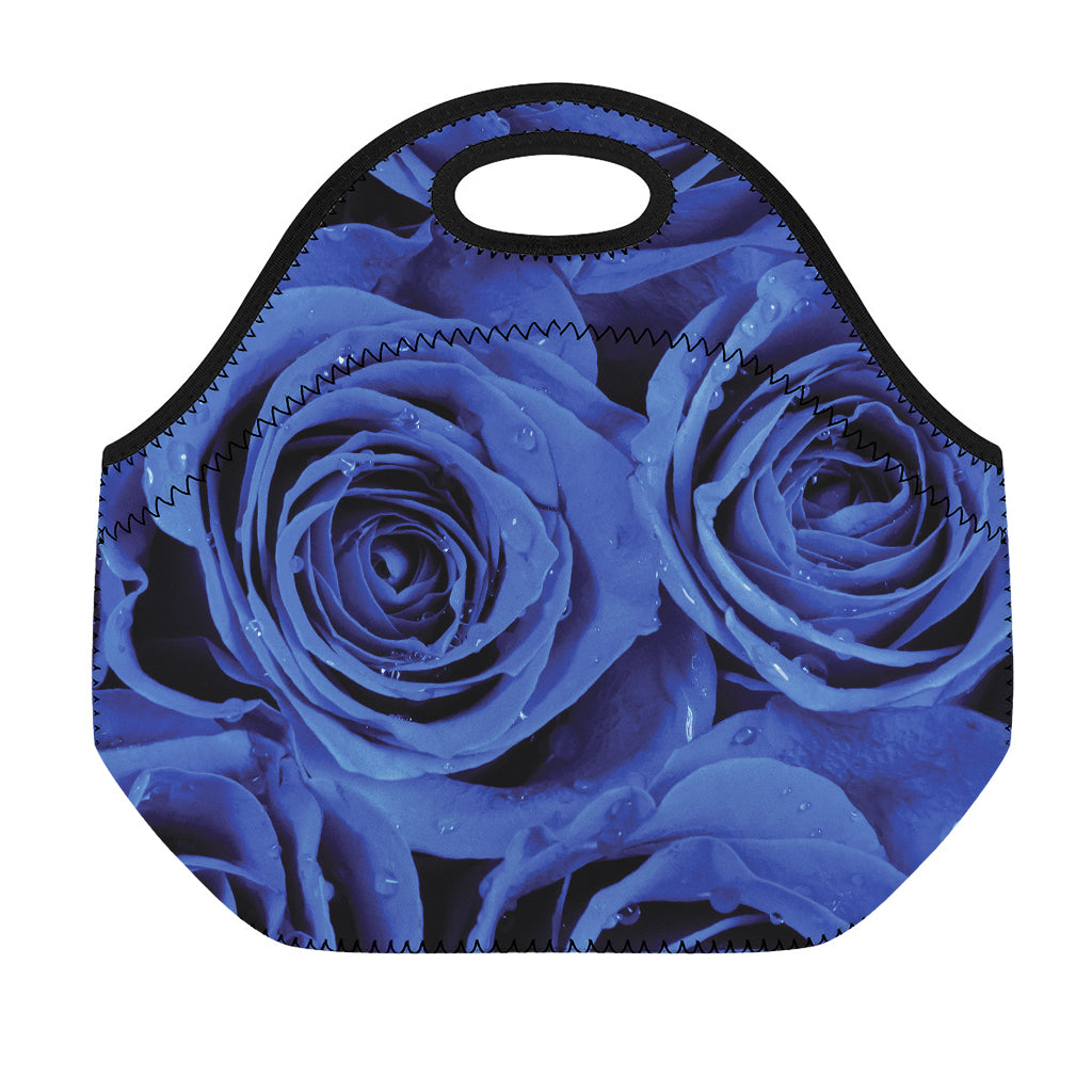 Royal Blue Rose Print Neoprene Lunch Bag