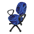 Royal Blue Rose Print Office Chair Cover