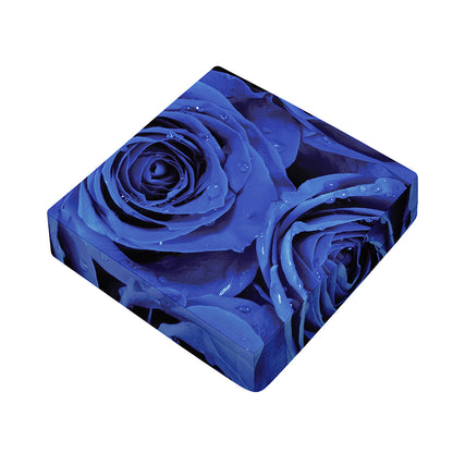 Royal Blue Rose Print Outdoor Seat Cushion Cover