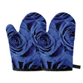 Royal Blue Rose Print Oven Mitts