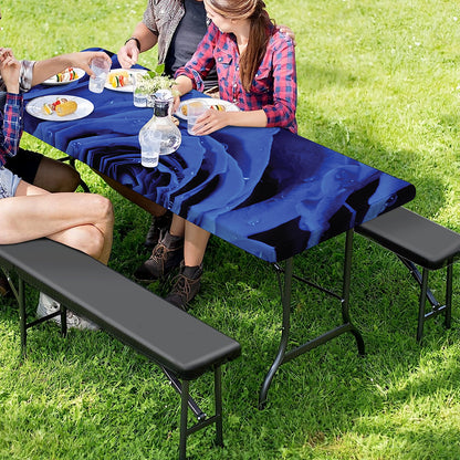 Royal Blue Rose Print Picnic Table Cover