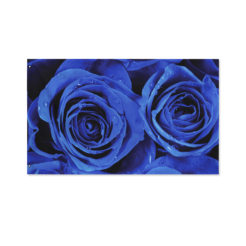 Royal Blue Rose Print Polyester Flag