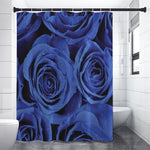 Royal Blue Rose Print Premium Shower Curtain
