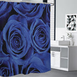 Royal Blue Rose Print Premium Shower Curtain