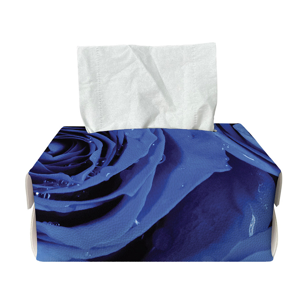Royal Blue Rose Print Rectangle Tissue Box Cover