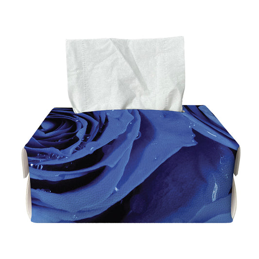 Royal Blue Rose Print Rectangle Tissue Box Cover
