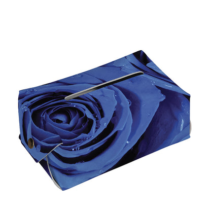 Royal Blue Rose Print Rectangle Tissue Box Cover