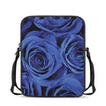 Royal Blue Rose Print Rectangular Crossbody Bag