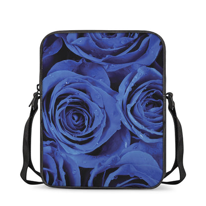 Royal Blue Rose Print Rectangular Crossbody Bag