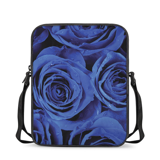 Royal Blue Rose Print Rectangular Crossbody Bag
