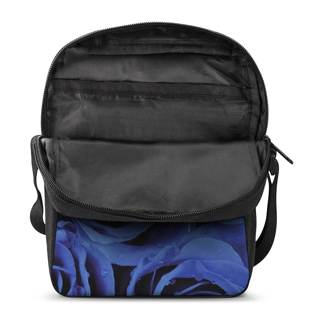 Royal Blue Rose Print Rectangular Crossbody Bag