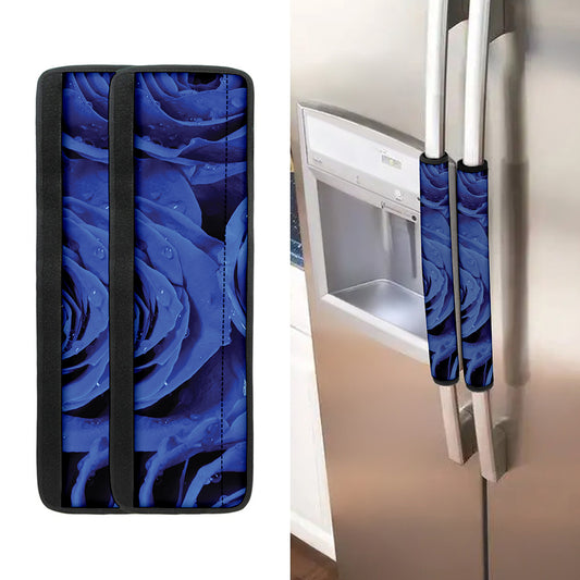 Royal Blue Rose Print Refrigerator Handle Covers
