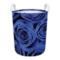 Royal Blue Rose Print Round Laundry Basket