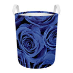 Royal Blue Rose Print Round Laundry Basket